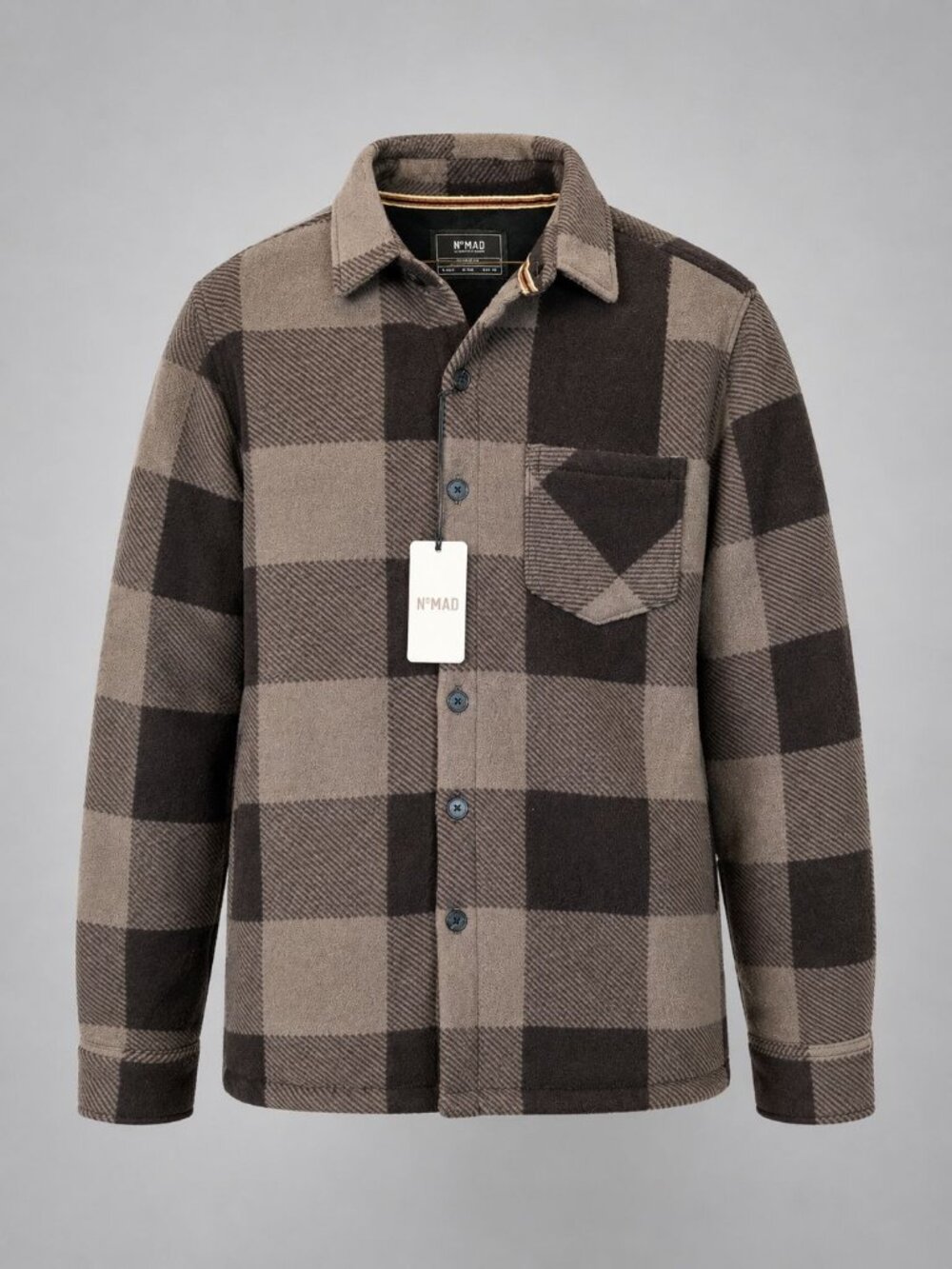 Nomad Mens Medium Flannel Shirt Brown Buffalo Plaid Button Down Jacket NEW